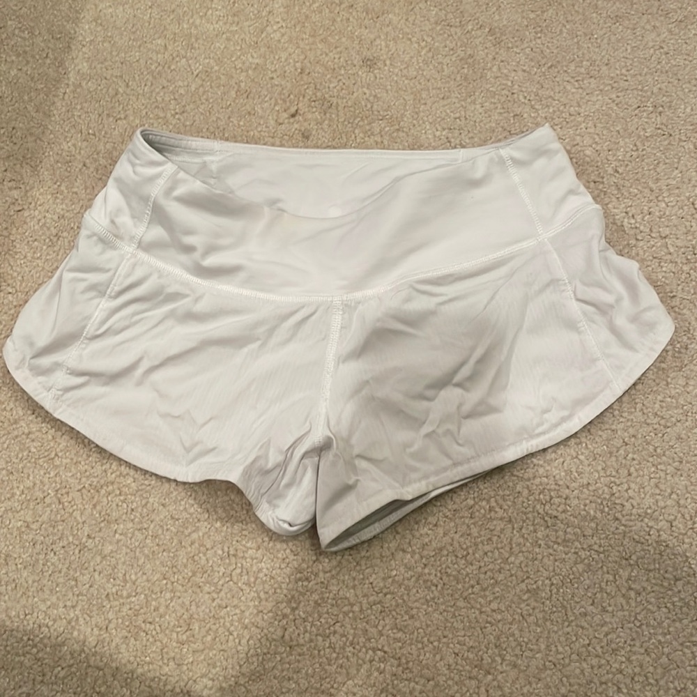 White lulu lemon running shorts